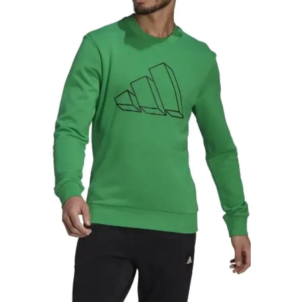 Adidas Sweatshirt Men's Large Green Fi GFX Crew Neck New